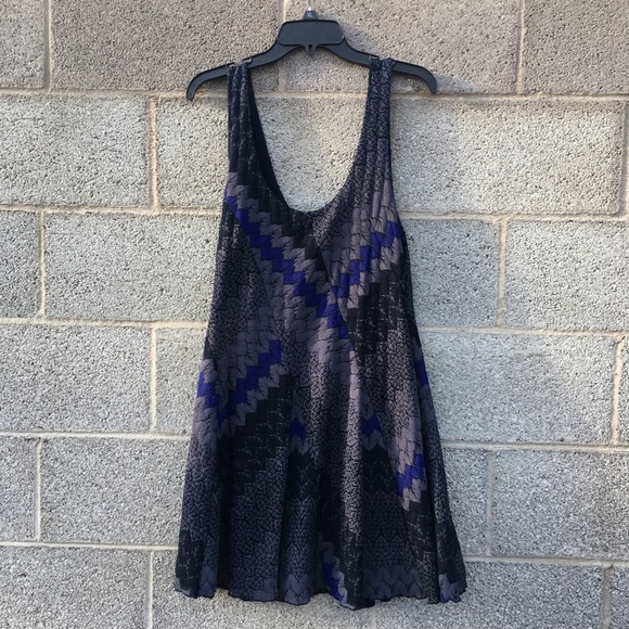Free People My One & Only Swing Mini Festival Tank Dress Blue Boho Rock Large - Picture 9 of 14